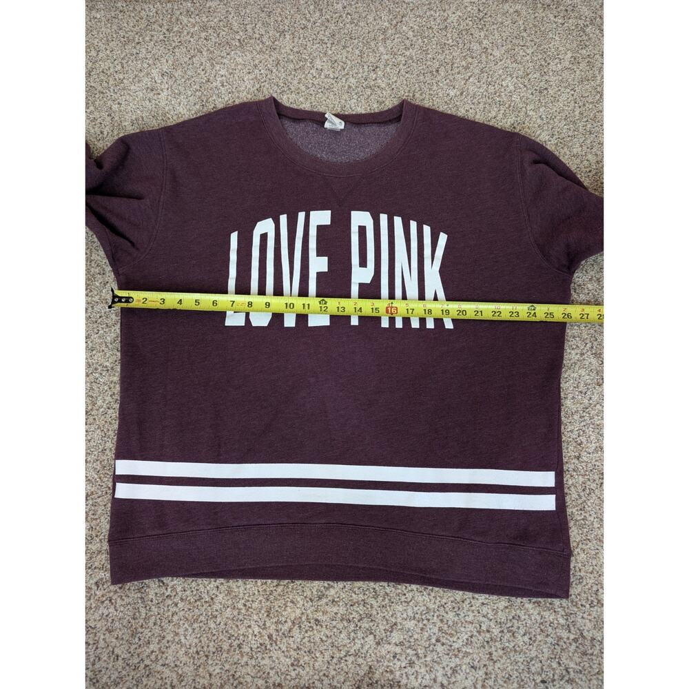 Pink Victoria's Secret Burgundy Oversized Boyfriend Varsity Crew Neck Love Pink - Picture 7 of 9